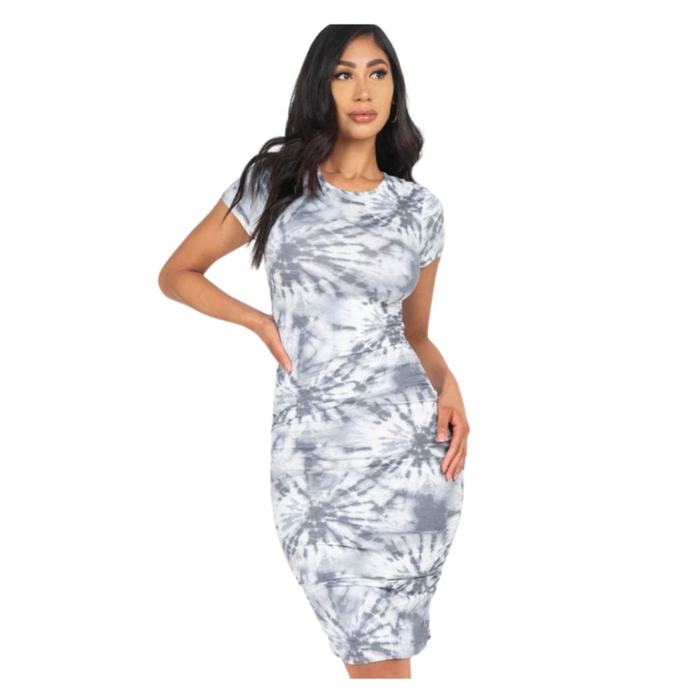 Midi gray tye dye short sleeve dress fashion nova shein pretty little things
